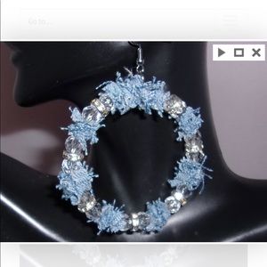 Denim hoop earrings